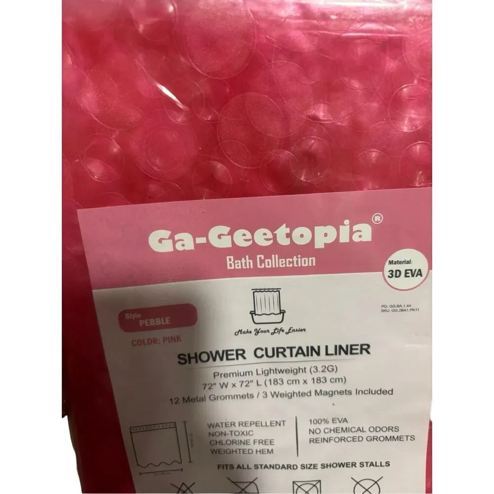 Ga-Geetopia EVA 3D Red Pearl Water Cube Plastic Shower Curtain Liner 72